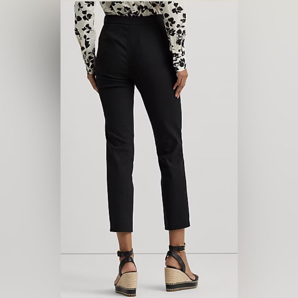 NWT Women Lauren RALPH LAUREN Black High-Rise Cotton-Blend Cropped Pant Sz 10&12 - Picture 4 of 8